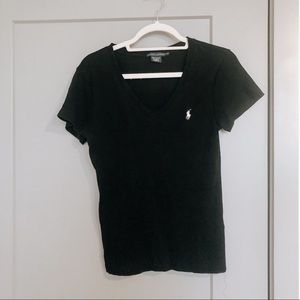 Black Short Sleeve V-Neck Ralph Lauren Tee